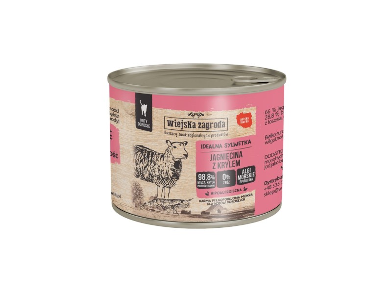 WIEJSKA ZAGRODA Lamb with krill - wet cat food - 200g