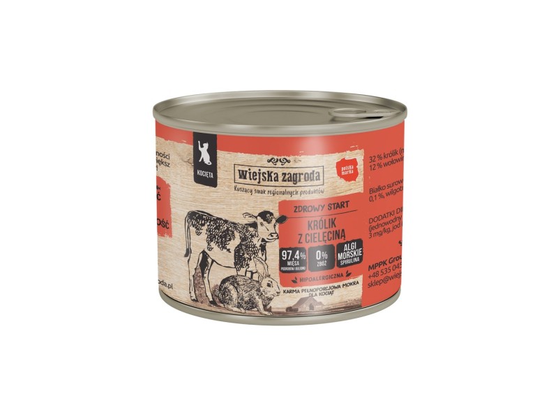WIEJSKA ZAGRODA Rabbit with veal for kittens - wet cat food - 200g