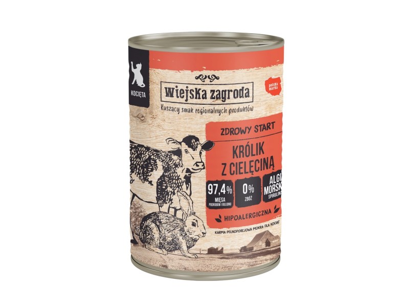 WIEJSKA ZAGRODA Rabbit with veal for kittens - wet cat food - 400g
