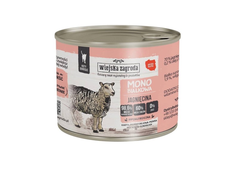 WIEJSKA ZAGRODA Lamb monoprotein wet cat food - 200g