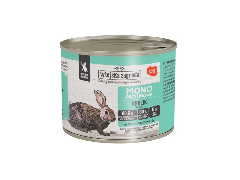 WIEJSKA ZAGRODA Rabbit monoprotein for kittens - wet cat food - 200g