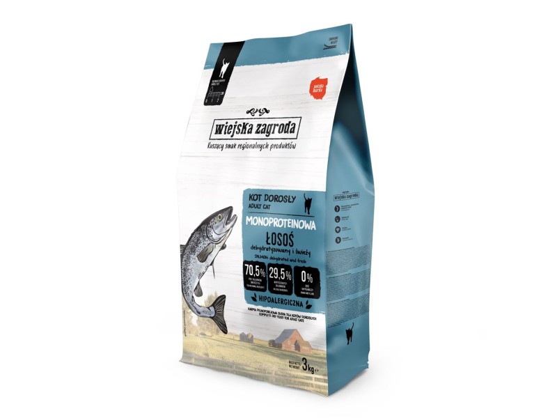 WIEJSKA ZAGRODA Monoprotein Salmon - dry cat food - 3kg