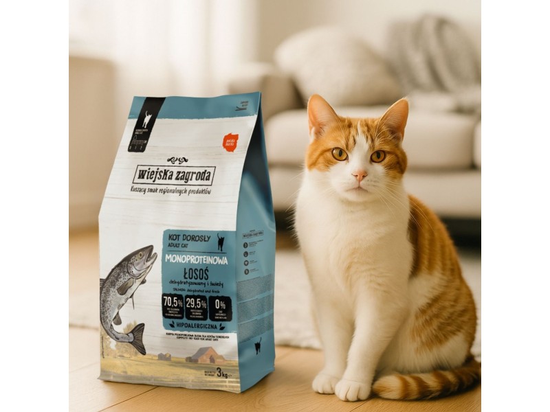 WIEJSKA ZAGRODA Monoprotein Salmon - dry cat food - 3kg