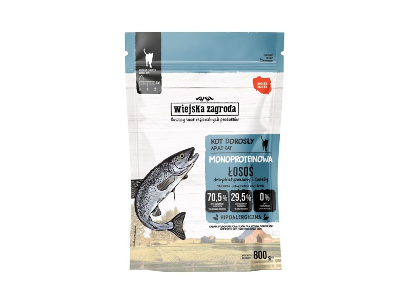 WIEJSKA ZAGRODA Monoprotein Salmon - dry cat food - 800g