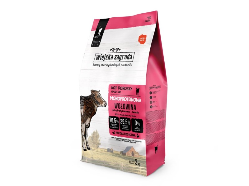 WIEJSKA ZAGRODA Monoprotein Beef - dry cat food - 3kg