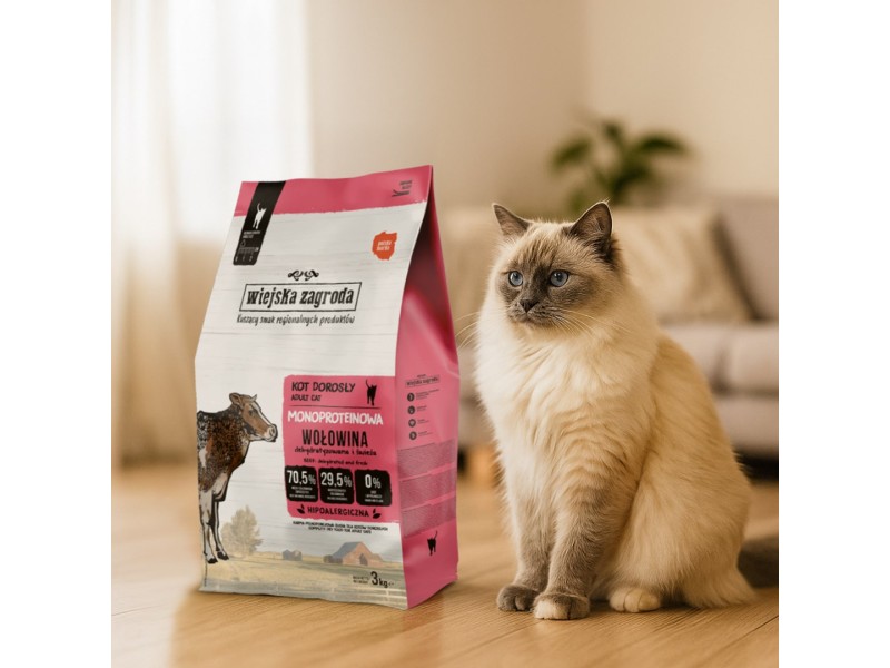 WIEJSKA ZAGRODA Monoprotein Beef - dry cat food - 3kg