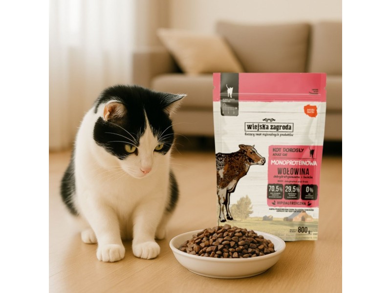 WIEJSKA ZAGRODA Monoprotein Beef - dry cat food - 800g