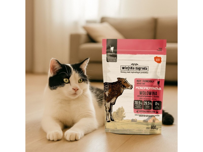 WIEJSKA ZAGRODA Monoprotein Beef - dry cat food - 800g