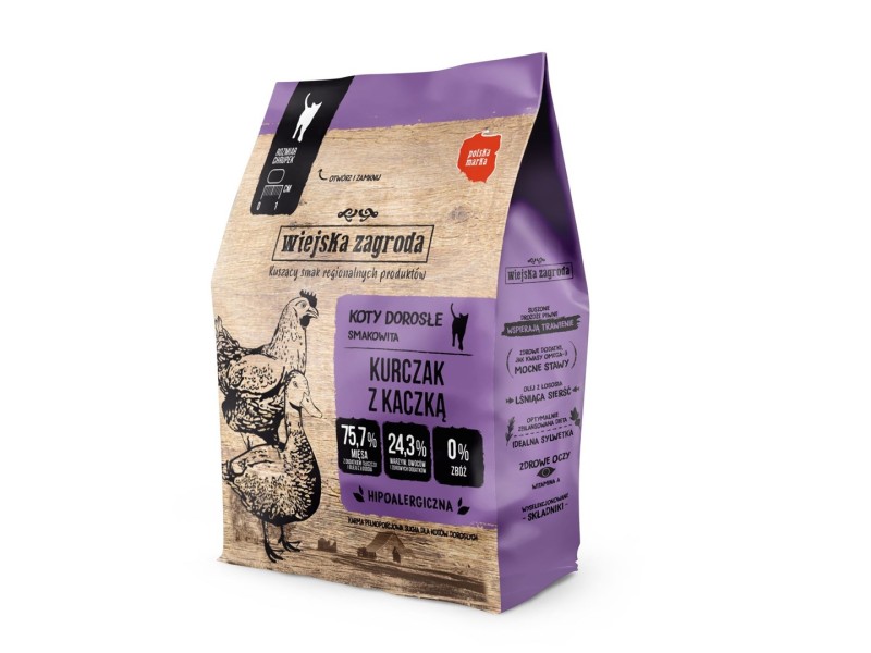 WIEJSKA ZAGRODA Chicken with duck - dry cat food - 400g