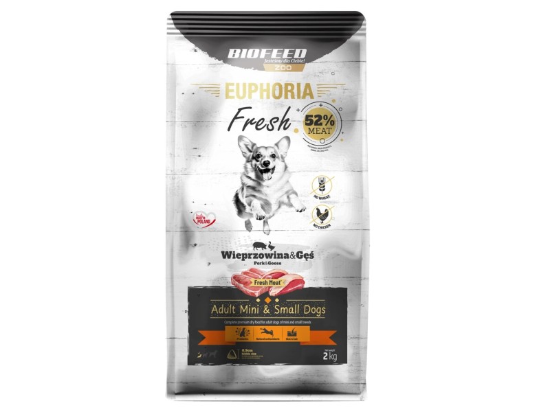 BIOFEED Euphoria Fresh Adult Mini & Small Pork with goose - dry dog food - 2kg