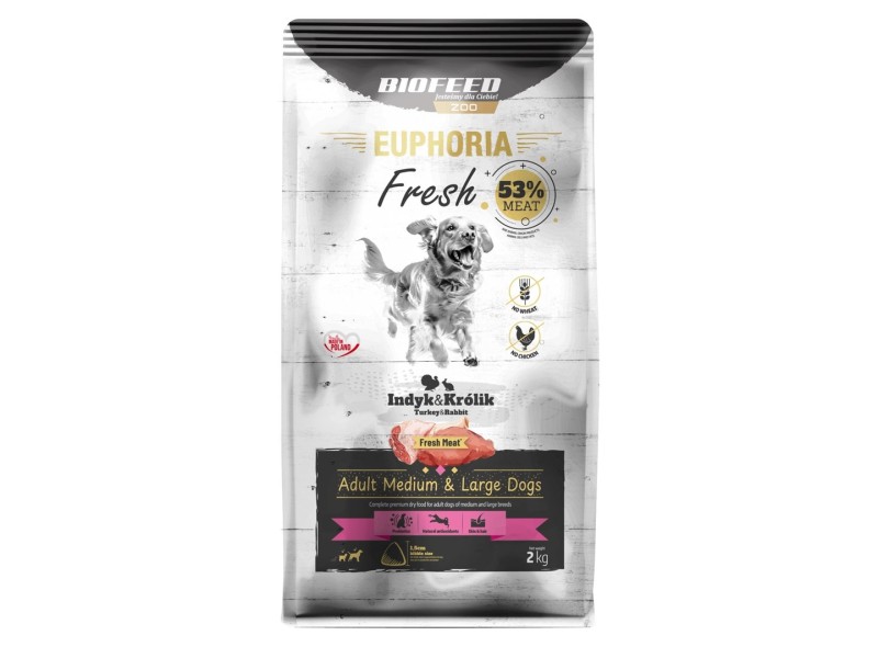 BIOFEED Euphoria Adult Medium & Large dogs Turkey with rabbit - dry dog food - 2kg