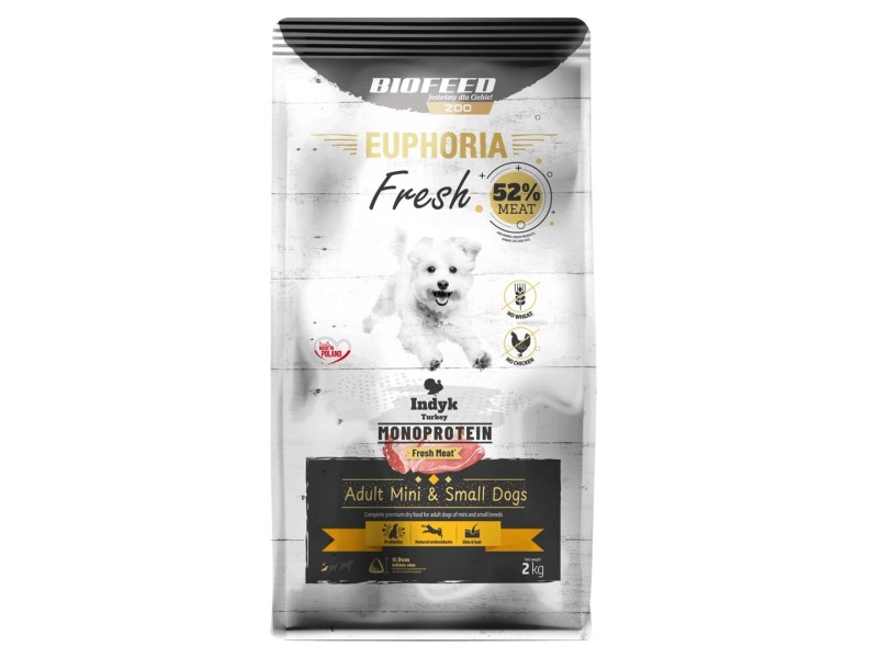 BIOFEED Euphoria Fresh Adult Mini & Small Monoprotein Turkey - dry dog food - 2kg