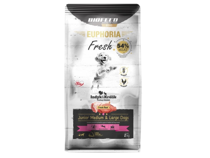 BIOFEED Euphoria Junior Medium & Large dogs Turkey with rabbit - dry dog food - 2kg