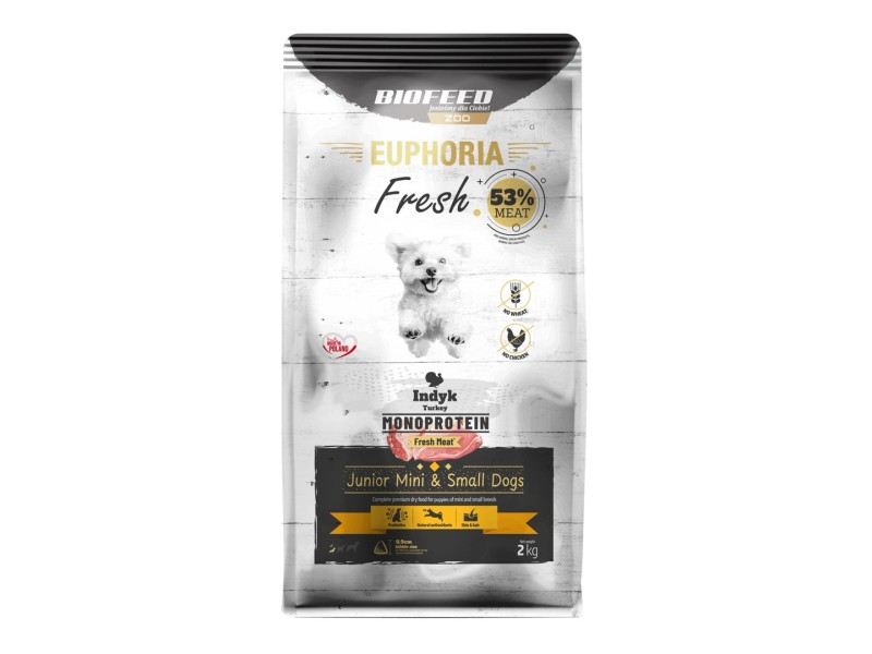 BIOFEED Euphoria Fresh Junior Mini & Small Monoprotein Turkey  - dry dog food - 2kg