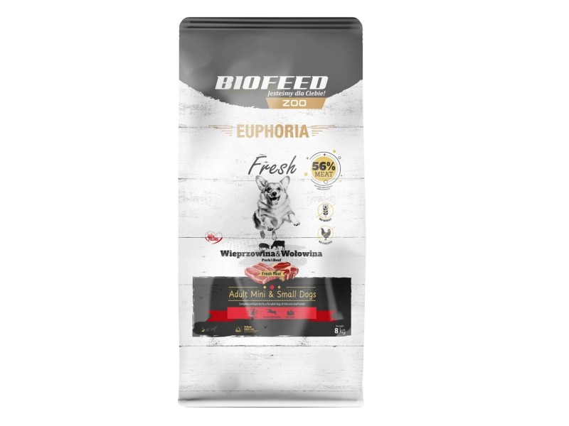 BIOFEED Euphoria Fresh Adult Mini & Small Pork with beef - dry dog food - 8kg