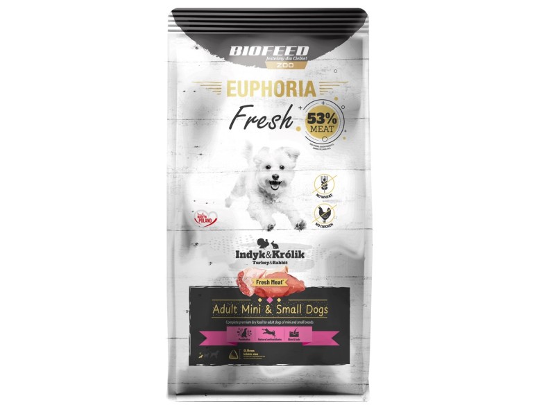 BIOFEED Euphoria Fresh Adult Mini & Small Turkey with rabbit - dry dog food - 8kg BIOFEED Euphoria Fresh Adult Mini & Small Turkey with rabbit - dry dog food - 8kg