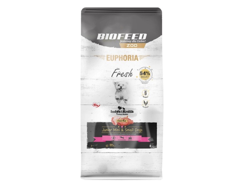 BIOFEED Euphoria Fresh  Junior Mini & Small Turkey with rabbit - dry dog food - 8kg