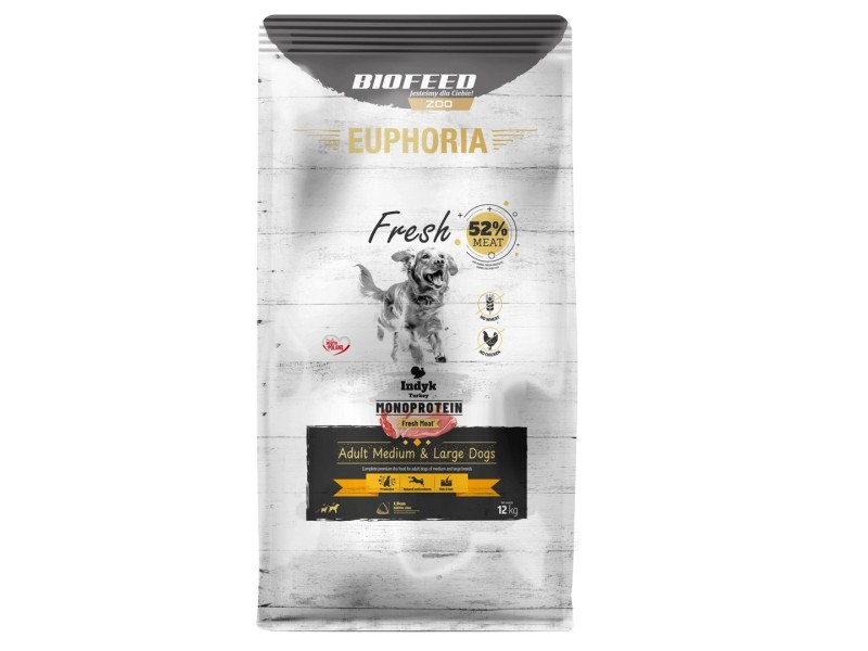 BIOFEED Euphoria Fresh Adult Medium & Large Monoprotein Turkey - dry dog food - 12kg