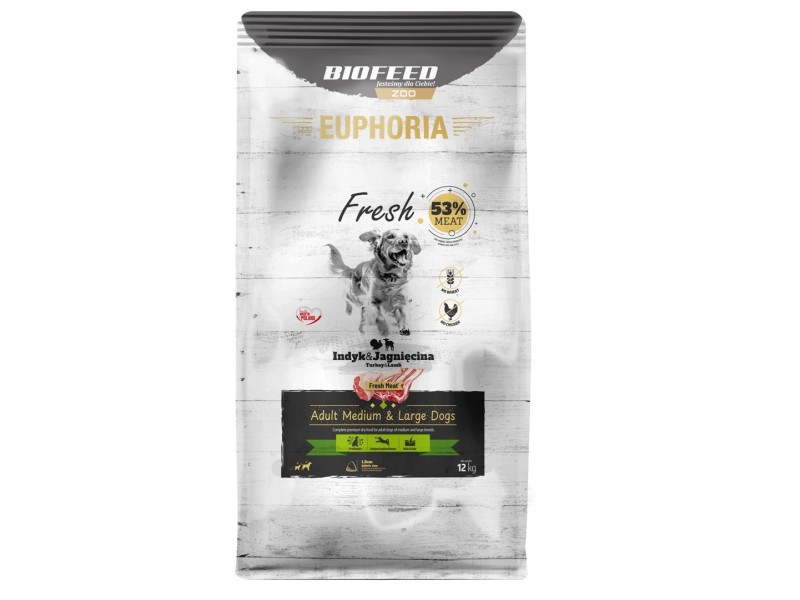 BIOFEED Euphoria Fresh Adult Medium & Large Turkey with lamb - dry dog food - 12kg