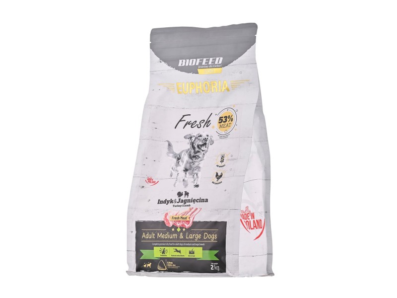 BIOFEED Euphoria Fresh Adult Medium & Large Turkey with lamb - dry dog food - 2kg