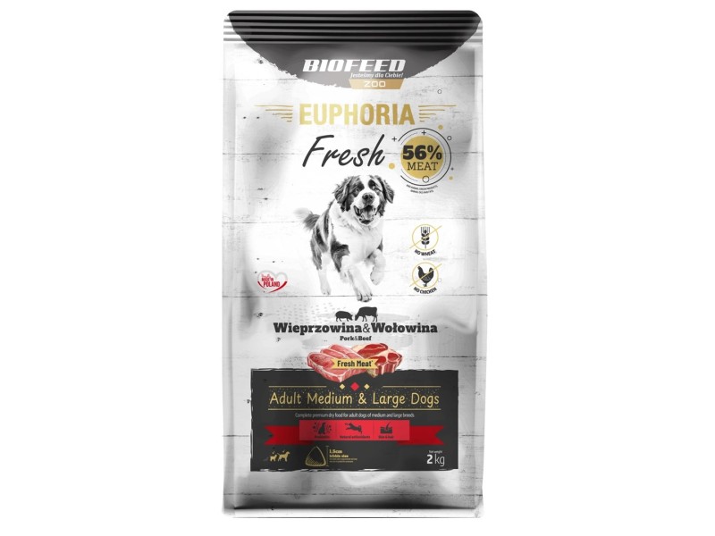 BIOFEED Euphoria Fresh Adult Medium & Large Pork with beef - dry dog food - 2kg