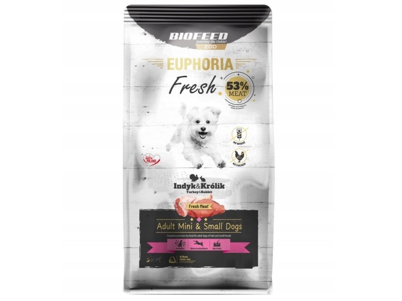 BIOFEED Euphoria Fresh Adult Turkey with rabbit XS/S - dry dog food - 500g