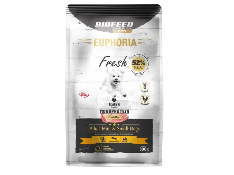 BIOFEED Euphoria Fresh Adult Turkey Monoprotein XS/S - dry dog food - 500g