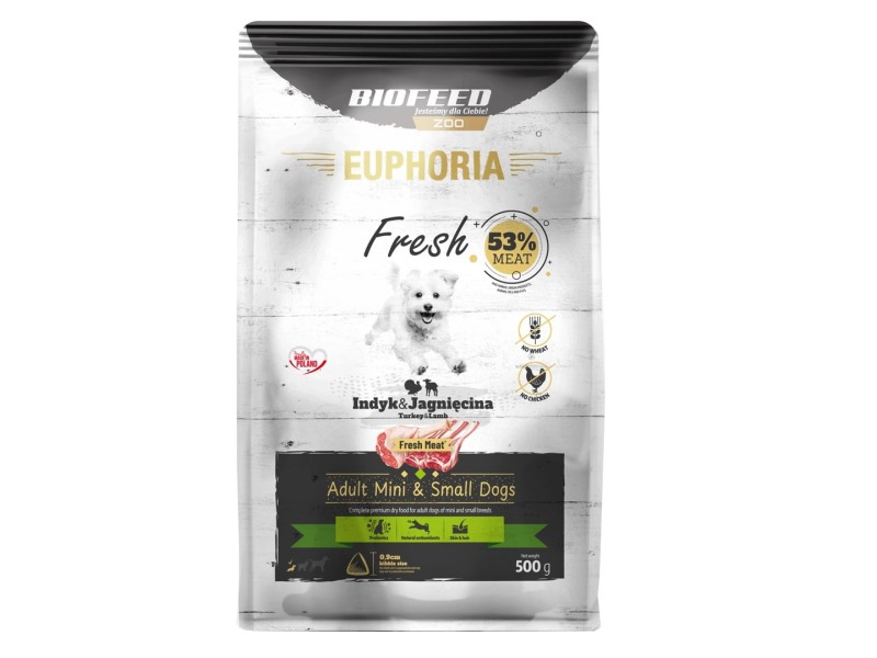 BIOFEED Euphoria Fresh Adult Turkey and lamb XS/S - dry dog food - 500g