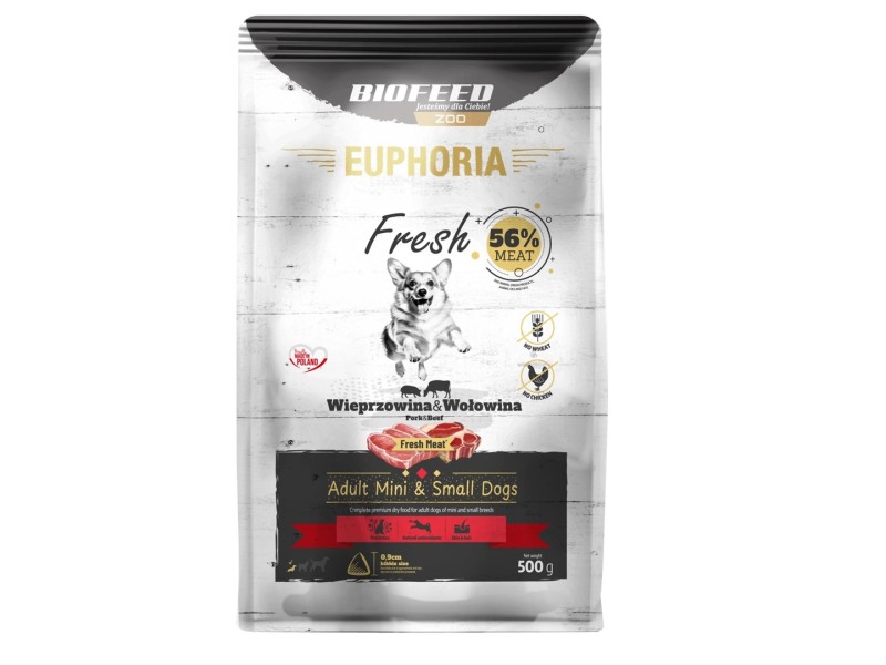 BIOFEED Euphoria Fresh Adult Pork and beef XS/S - dry dog food - 500g