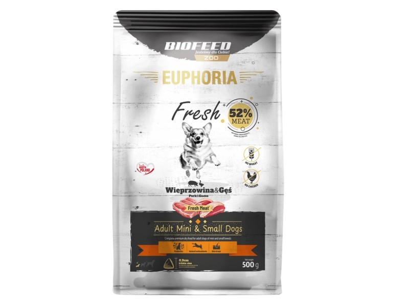 BIOFEED Euphoria Fresh Adult Pork and goose XS/S - dry dog food - 500g