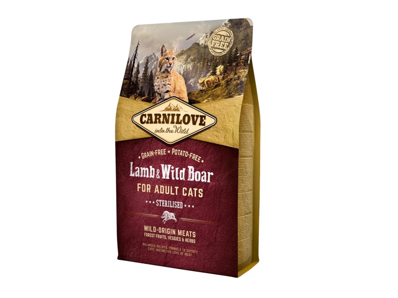 CARNILOVE Cat Sterilised Lamb and wild boar - dry cat food - 2kg