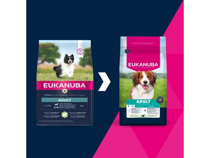 EUKANUBA Adult Small/Medium Rich in lamb & rice - dry dog food - 12kg