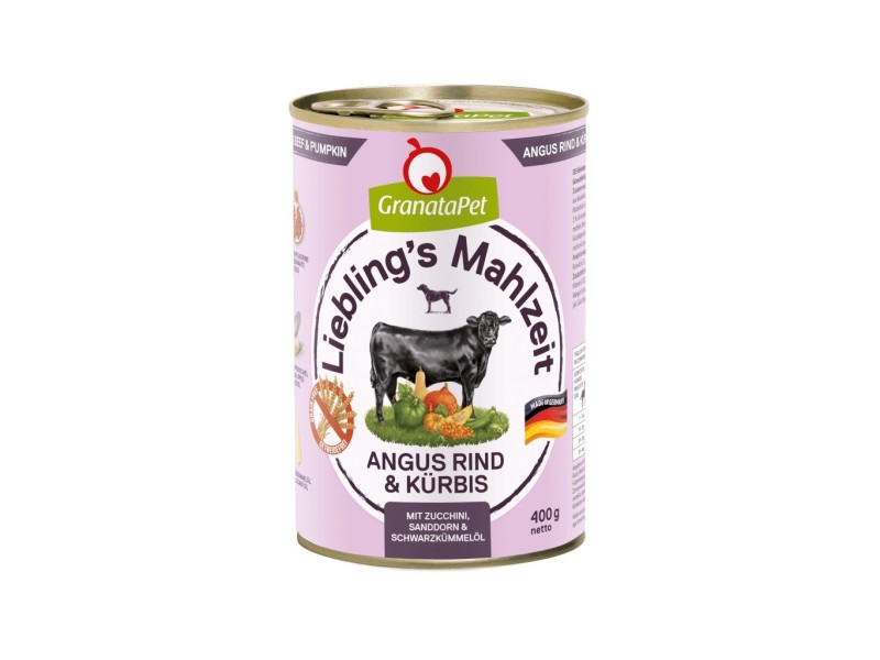 GRANATAPET Liebling's Mahlzeit Angus beef & pumpkin - wet dog food - 800g