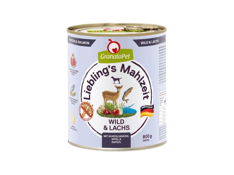 GRANATAPET Liebling's Mahlzeit Venison and salmon - wet dog food - 800g