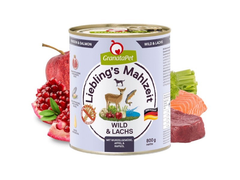 GRANATAPET Liebling's Mahlzeit Venison and salmon - wet dog food - 800g