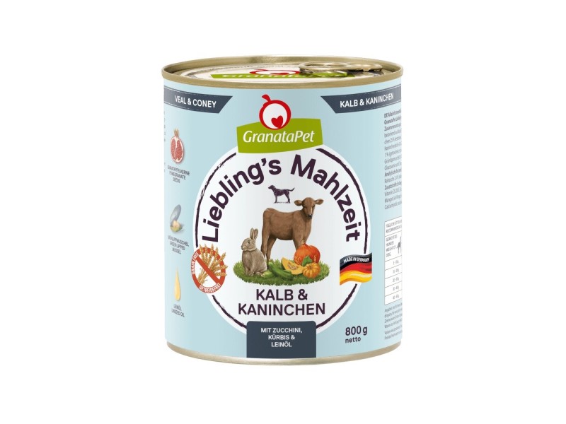 GRANATAPET Liebling's Mahlzeit Veal and coney - wet dog food - 800g