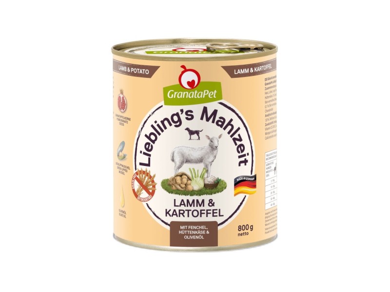GRANATAPET Liebling's Mahlzeit Lamb and potato - wet dog food - 800g