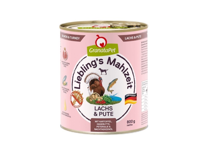 GRANATAPET Liebling's Mahlzeit Salmon and turkey - wet dog food - 800g