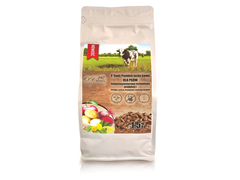 O'CANIS Premium Beef with millet, potatoes, and red beetroot - dry dog food - 1,5kg