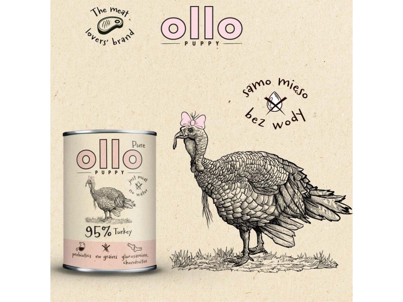 OLLO Puppy Pure Turkey - wet dog food - 850 g