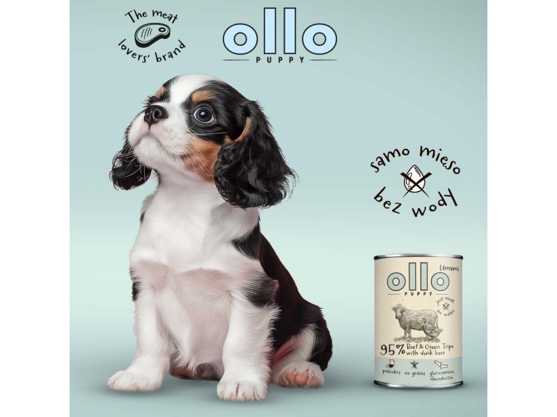 OLLO Puppy Umami Beef and Green Tripe with Duck Liver - wet dog food - 850g