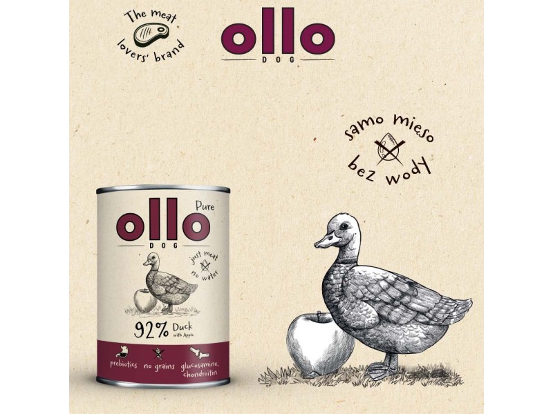 OLLO Pure Duck with apple - wet dog food - 400g