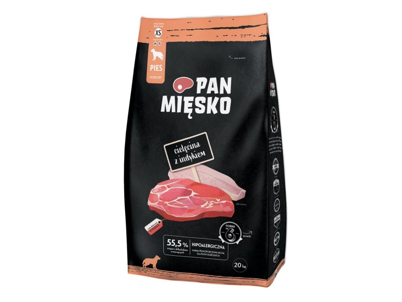 PAN MIĘSKO Veal with turkey XS - dry dog food - 20kg