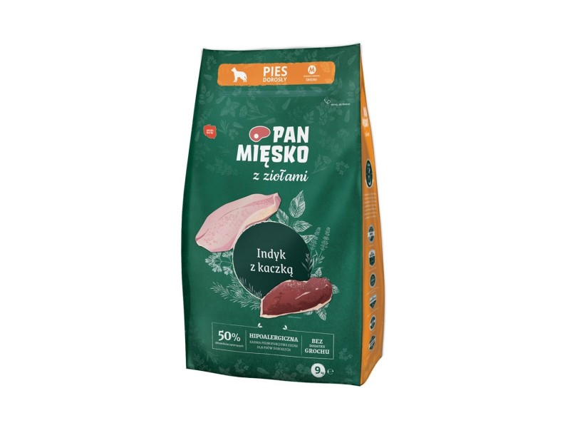 PAN MĘSKO with Herbs Turkey with duck M - dry dog food - 9kg