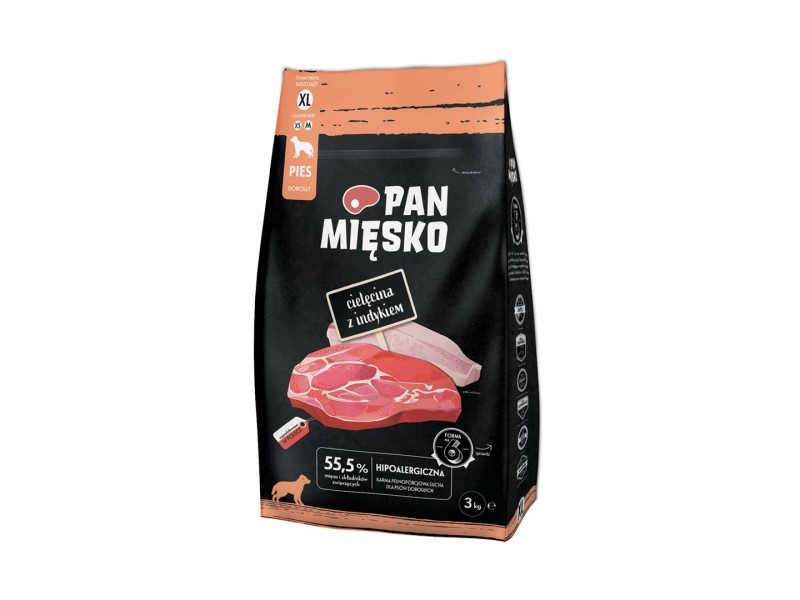 PAN MIĘSKO Veal with turkey XL - dry dog food - 3kg