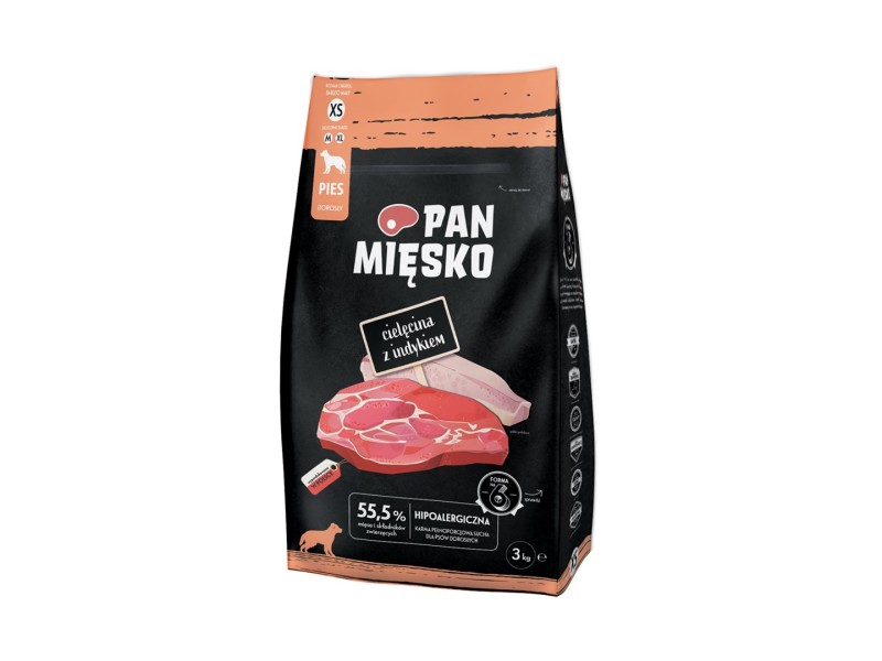 PAN MIĘSKO Veal with turkey XS - dry dog food - 3kg