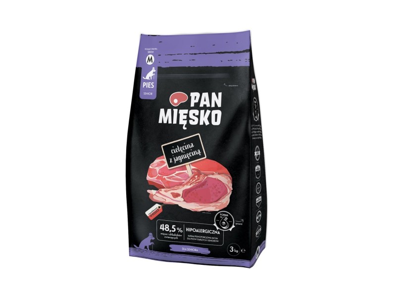PAN MIĘSKO Veal with lamb M - dry dog food - 3kg