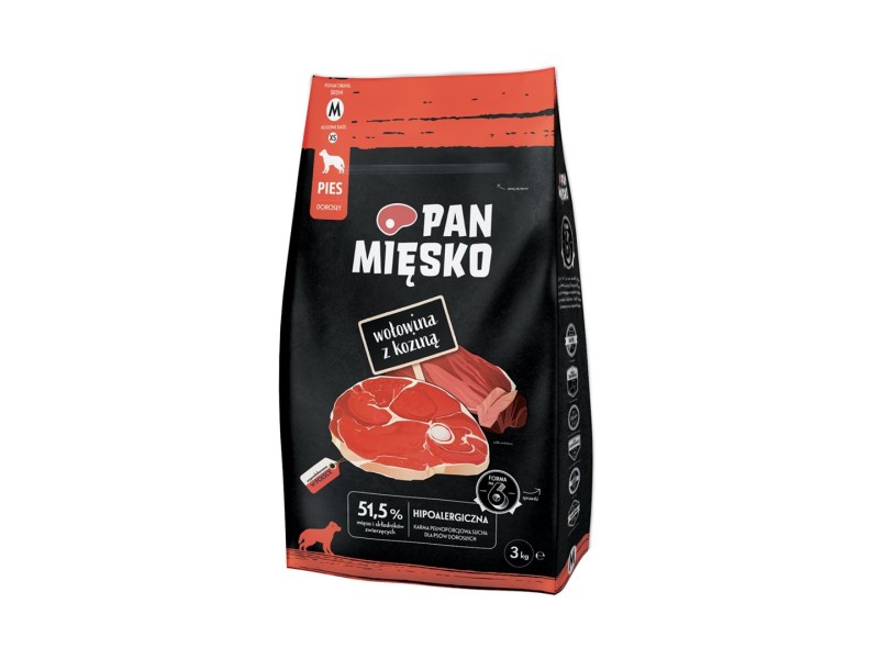 PAN MIĘSKO Beef with goat M - dry dog food - 3kg