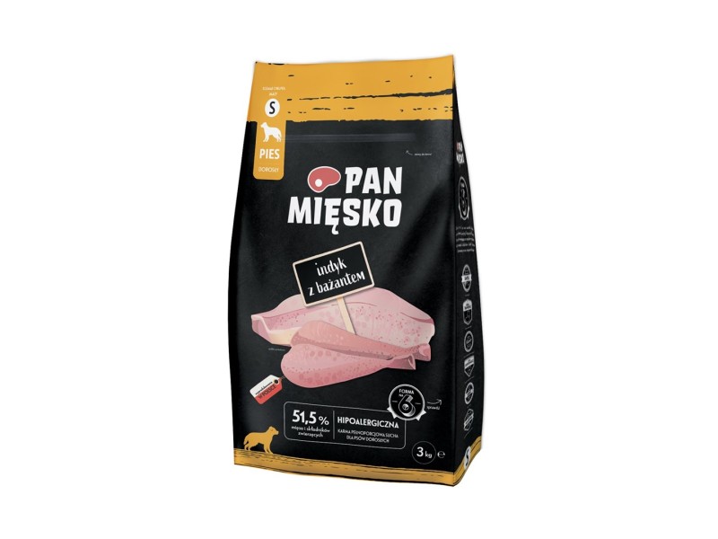 PAN MIĘSKO Turkey with pheasant S - dry dog food - 3kg