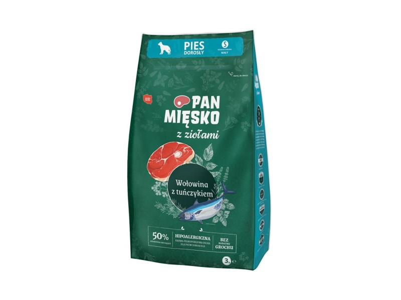 PAN MIĘSKO with Herbs Beef with tuna S - dry dog food - 3kg
